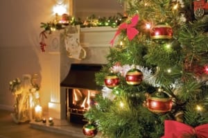 Advent Teaching Series Background Image — Christmas Tree with Fireplace