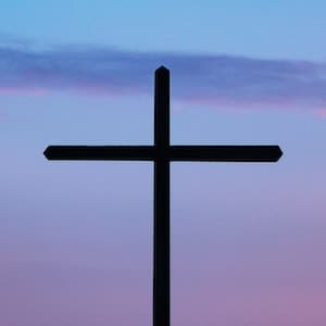 Square Cross with Sunset Background