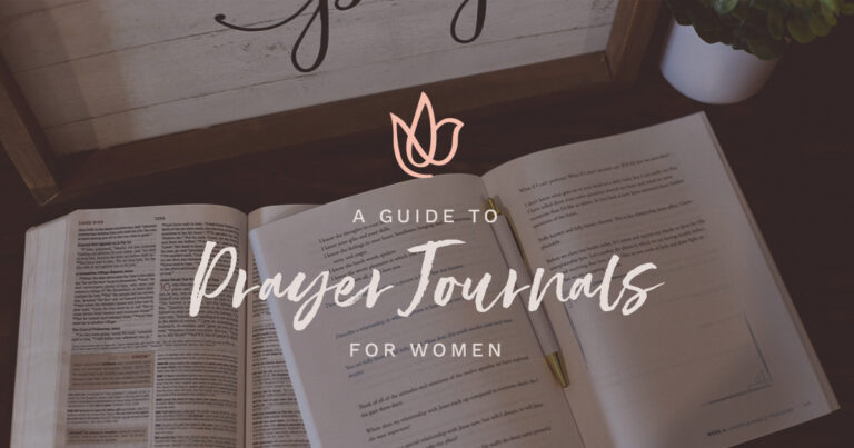 Open Bible and journal for a guide to prayer journals for women.